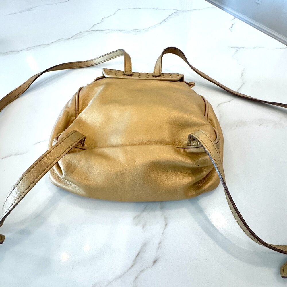 Bottega Veneta Intrecciato Mini Gold Leather Backpack - Picture 14 of 14